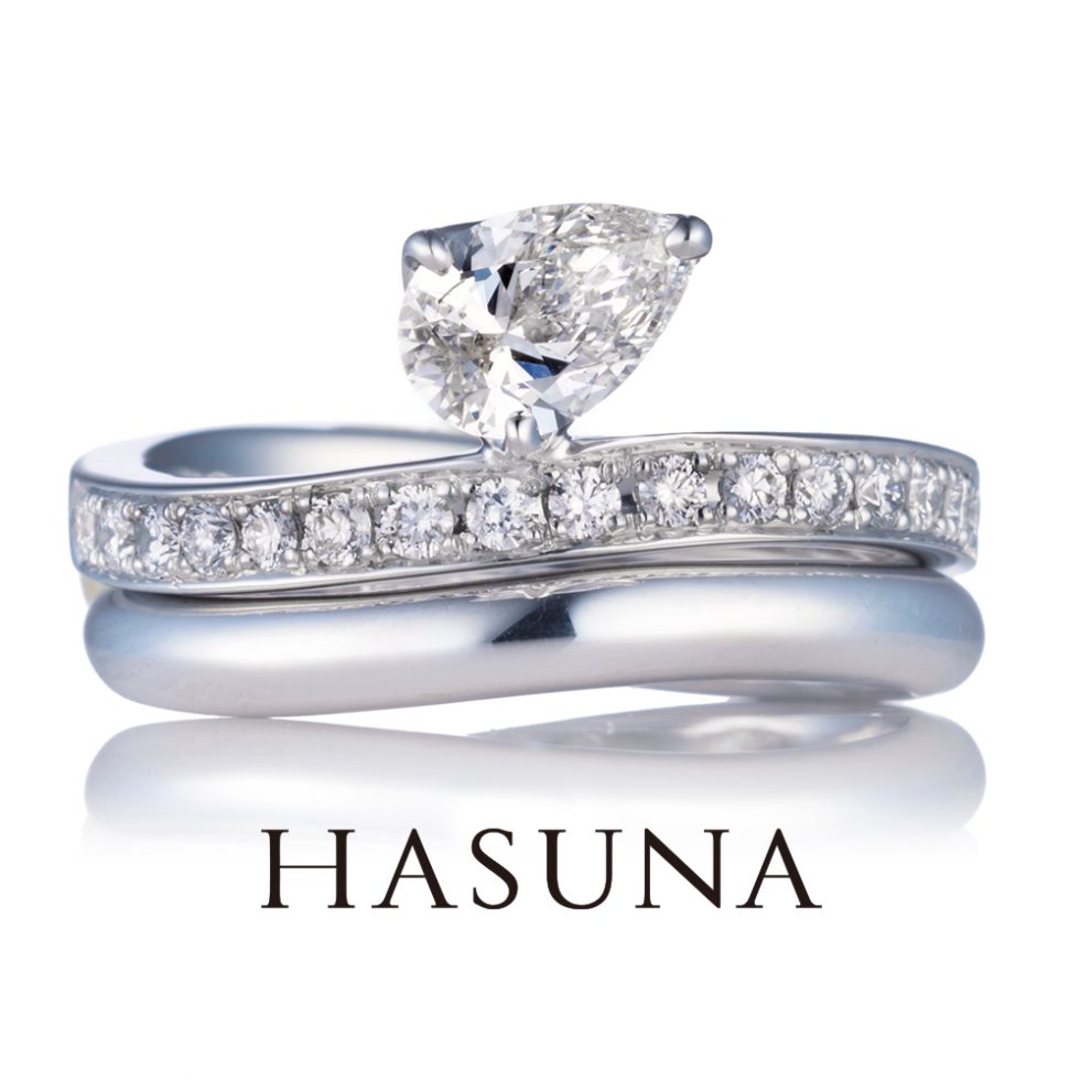 婚約指輪・結婚指輪　重ね着けイメージ画像　ハスナ(HASUNA) ER01