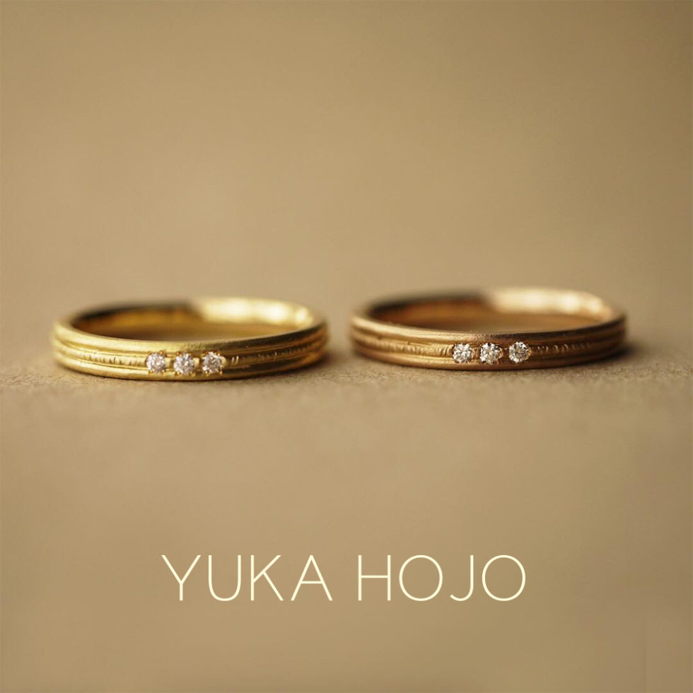 結婚指輪レディース - YUKA HOJO - Calm / カーム　イエローゴールド　ピンクゴールド