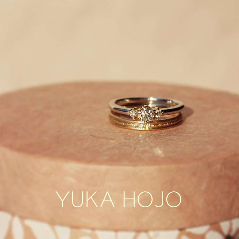 重ね着けイメージ画像 - YUKA HOJO - Story / ストーリー-婚約指輪　　 Calm / カーム-結婚指輪
