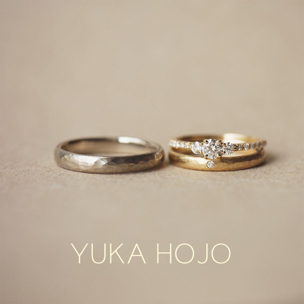 重ね着けイメージ画像 - YUKA HOJO - Comet / コメット-婚約指輪　　 Passage of time / パッセージオブタイム-結婚指輪