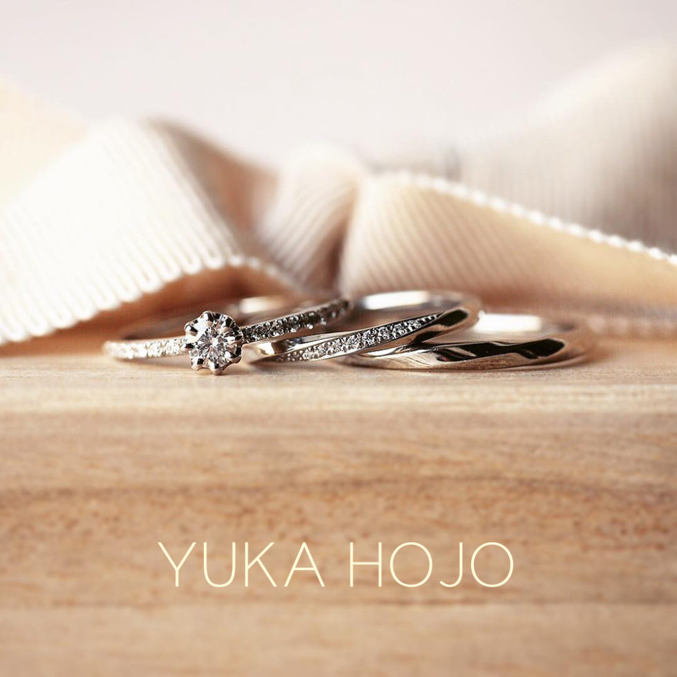 重ね着けイメージ画像 - YUKA HOJO - Ray of light / レイオブライト-結婚指輪　　Heaven / ヘブン-婚約指輪