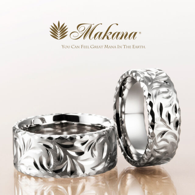 Makana – ピンクゴールドハーフエタニティリング：ハワイアンジュエリー