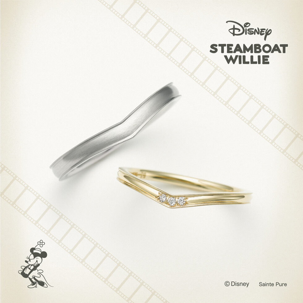 ディズニー スチームボートウィリー ハッピー フラワー 結婚指輪【Disney STEAMBOAT WILLIE】