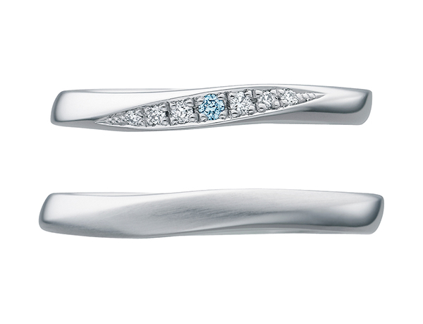 ブルーダイヤモンドの結婚指輪(マリッジリング)&婚約指輪(エンゲージリング)