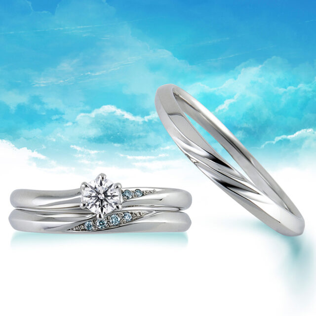 いい夫婦ブライダル 結婚指輪&婚約指輪 2024イヤーモデル(アイスブルーダイヤモンド)IFE025-015/IFM125W/IFM025G