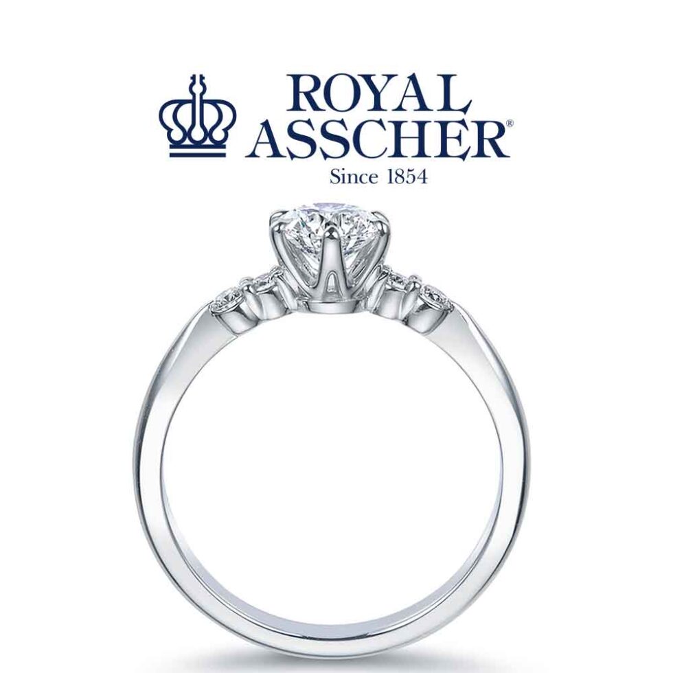 婚約指輪 - ロイヤルアッシャーダイヤモンド　　JRA814　サイド画像