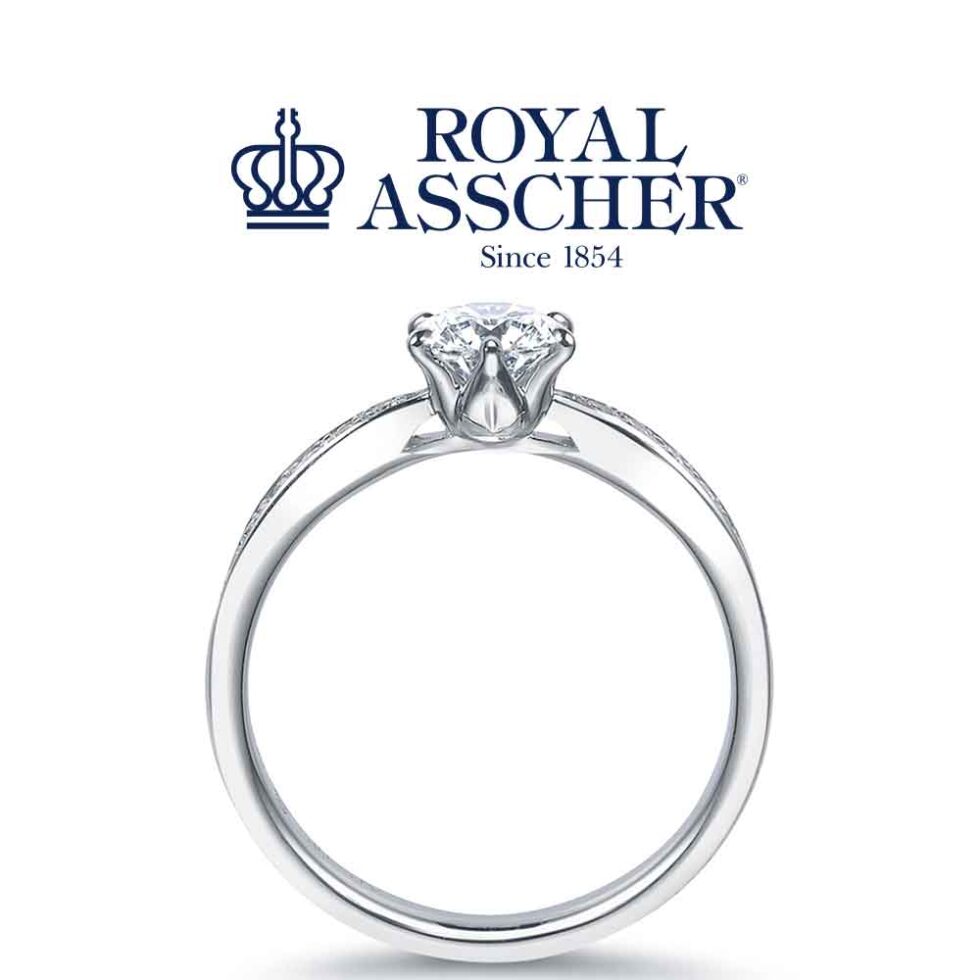 婚約指輪 - ロイヤルアッシャーダイヤモンド　　JRA815 サイド画像
