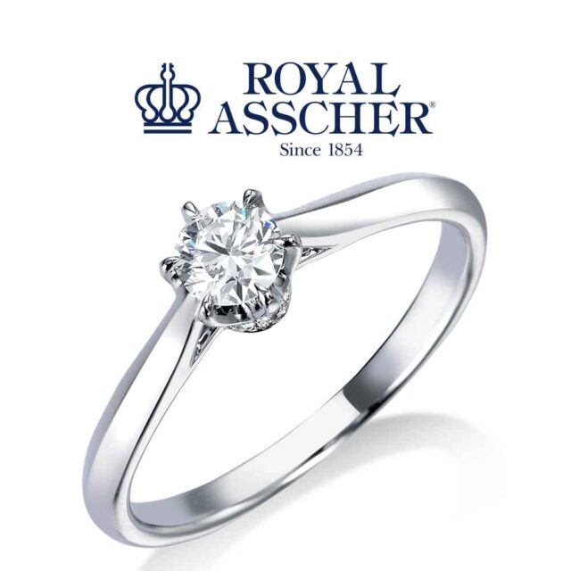 婚約指輪 - ロイヤルアッシャーダイヤモンド ERA817 斜め画像