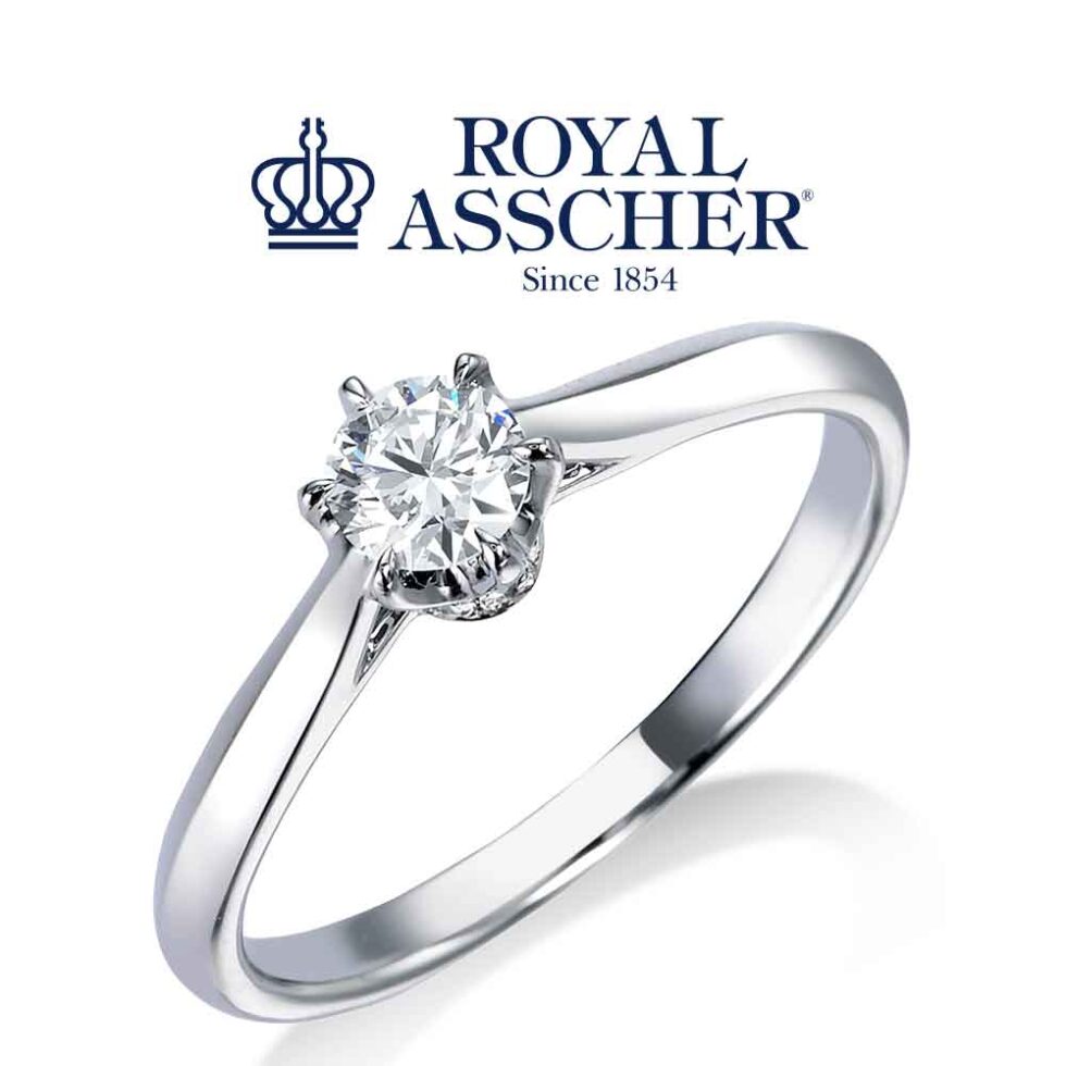 婚約指輪 - ロイヤルアッシャーダイヤモンド　JRA817 斜め画像