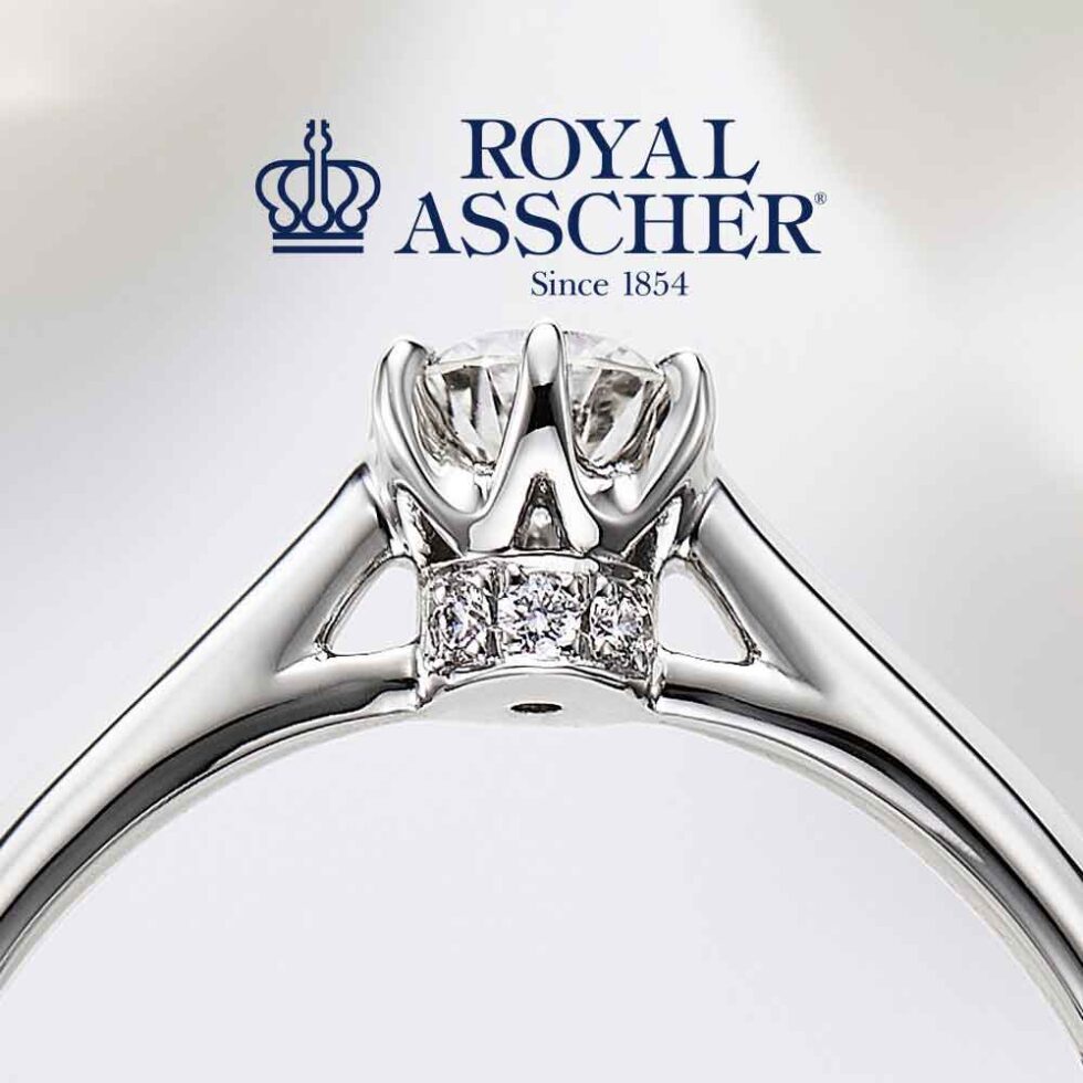 婚約指輪 - ロイヤルアッシャーダイヤモンド　JRA817 サイドアップ画像