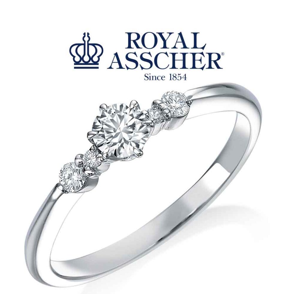 婚約指輪 - ロイヤルアッシャーダイヤモンド　　JRA0354BP　斜め画像