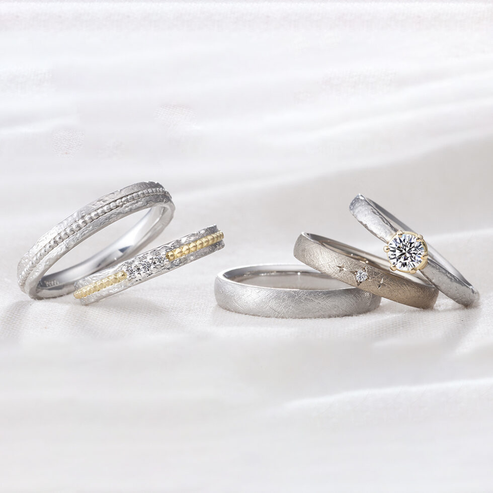 紡ぎ輪 結婚指輪(マリッジリング)＆婚約指輪(エンゲージリング)　 千の粒　 温もり　記憶
