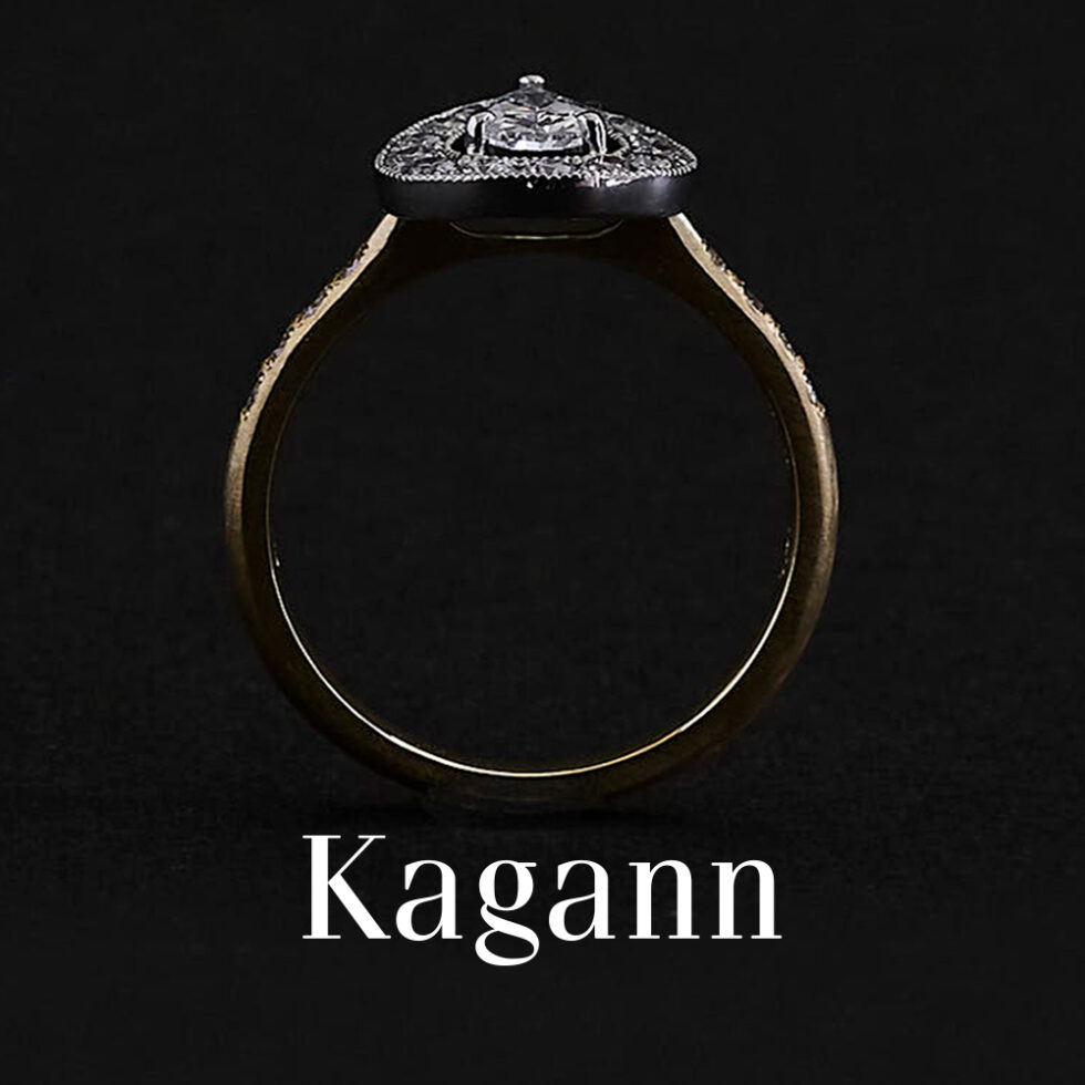 婚約指輪 - Kagann - Lotus / ロータス　イエローゴールドとプラチナのコンビネーション　側面
