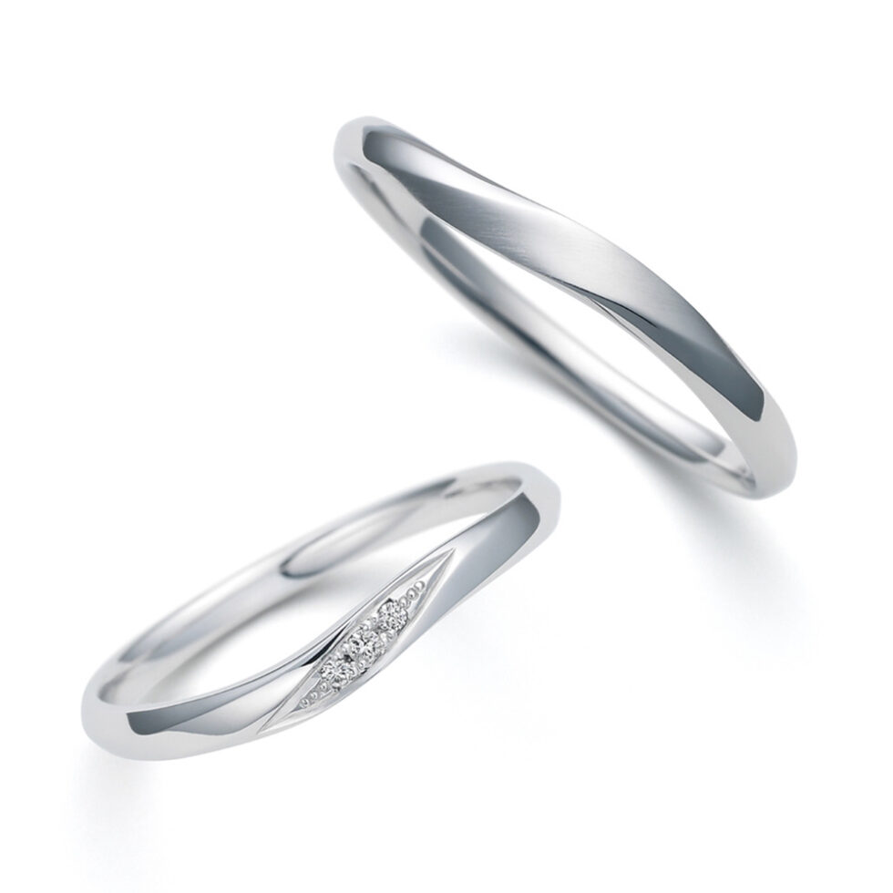 ノクル(nocur) 結婚指輪 658/659 K10ホワイトゴールドのウェーブリング